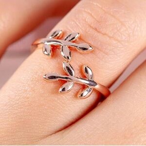 Handmade Rose Gold Olive Branch Ring Size 8